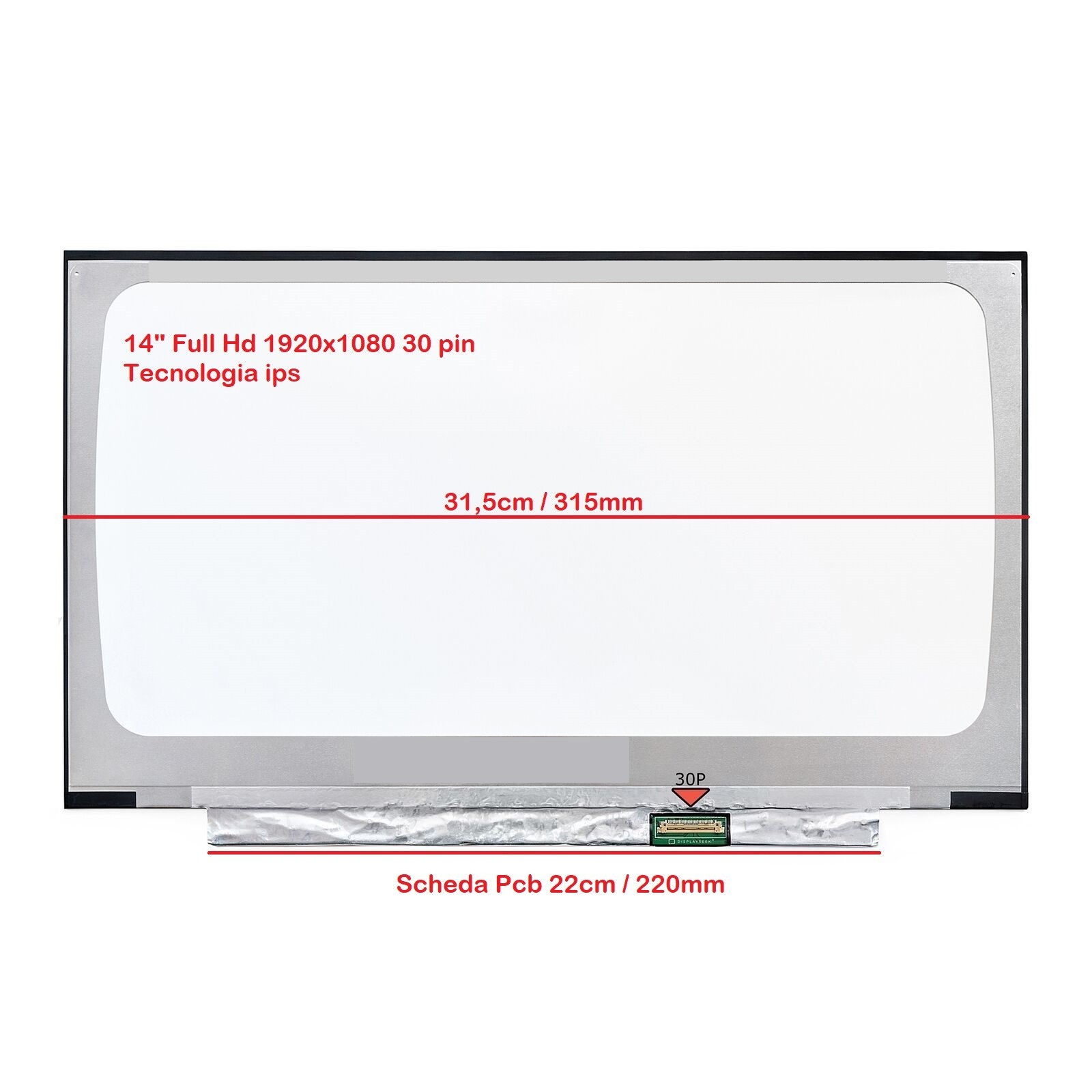 B140HTN02.1 DISPLAY SCHERMO lcd  14" led Slim 30 pin wxga  (1920X1080) IPS